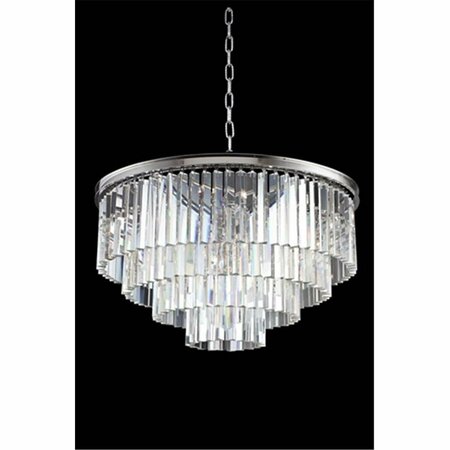 LIGHTING BUSINESS 1201D32PN-RC 32 Dia. x 23.5 H in. Sydney Pendent Lamp - Polished Nickel, Royal Cut Crystals LI638202